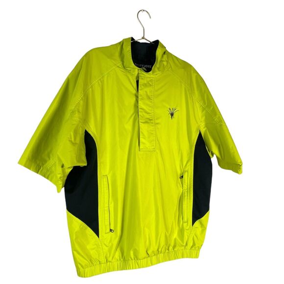 DryJoys FootJoy Golf Rain Shirt Jacket Mens M Yellow Short Sleeve 629 - Picture 2 of 9